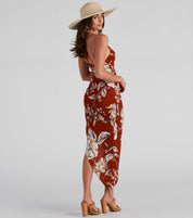 Tropical Nights V-Neck Midi Dress