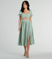 Adorable Factor Chiffon Sweetheart Midi Dress