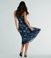 Garden Chic Floral Chiffon Midi Dress