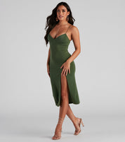 Catch Up Crepe Slip Midi Dress