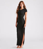 Basic Bae Crew Neck Slit Maxi Dress