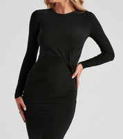 Knot Pleasure Crew Neck Midi Dress