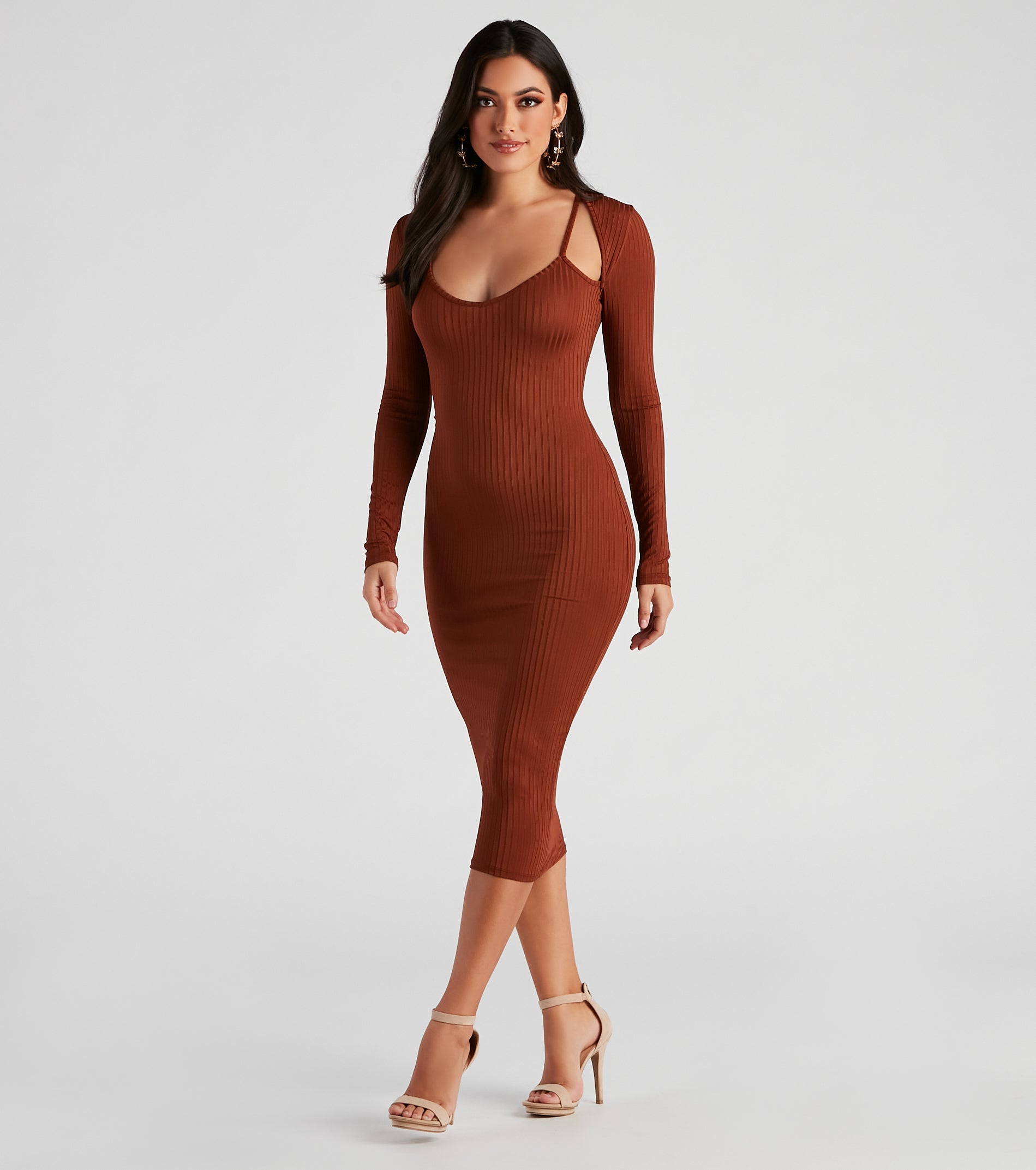 Effortless Everyday Ribbed Knit Midi Dress