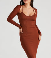 Effortless Everyday Ribbed Knit Midi Dress