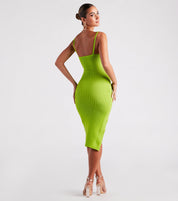 Perfectly Stylish Sleeveless Ribbed Knit Midi Dress