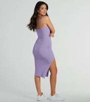 Perfectly Stylish Sleeveless Ribbed Knit Midi Dress