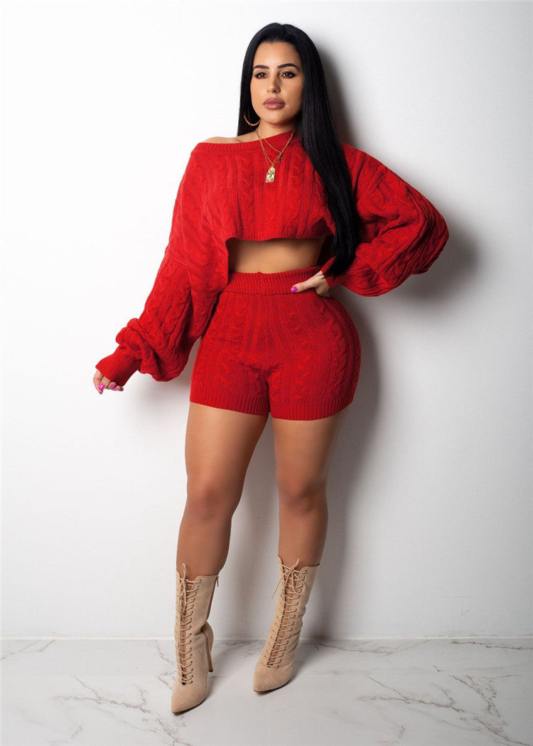 Ashley's™  Two Piece Set Crop Pullovers Sweater