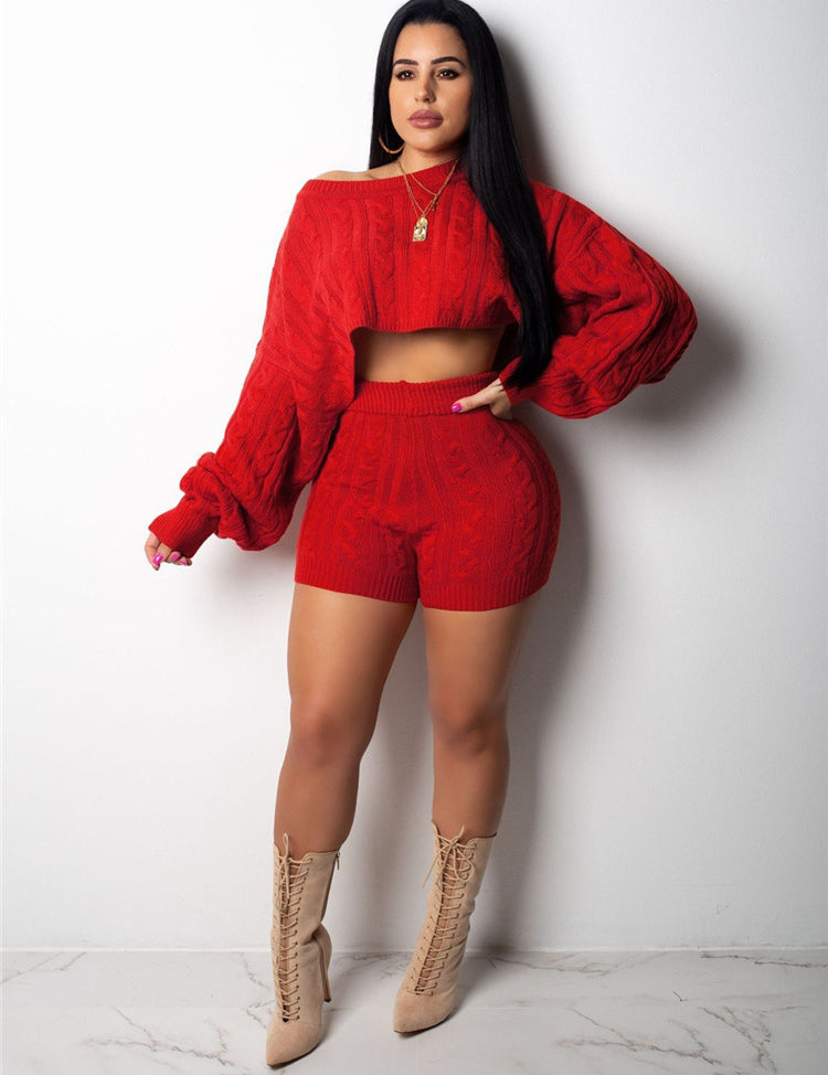 Ashley's™  Two Piece Set Crop Pullovers Sweater