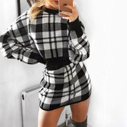 Zyra's™ Two Piece Set Plaid Sweater