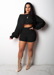 Ashley's™  Two Piece Set Crop Pullovers Sweater