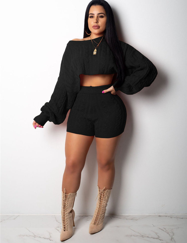 Ashley's™  Two Piece Set Crop Pullovers Sweater